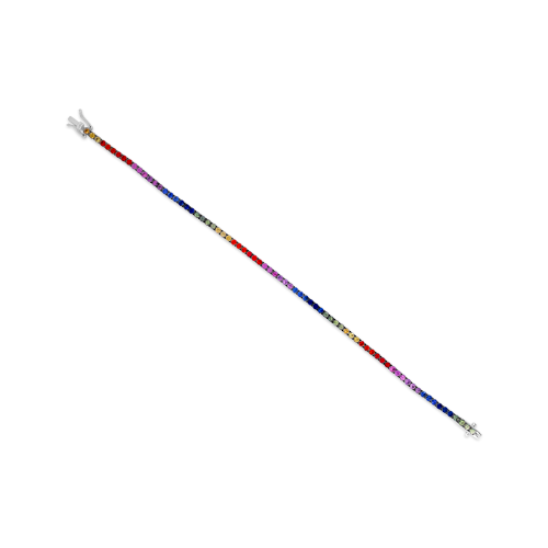 Rainbow Sapphire Tennis Bracelet in White Gold