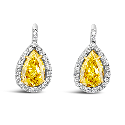 Pear Shaped Yellow Diamond Earrings