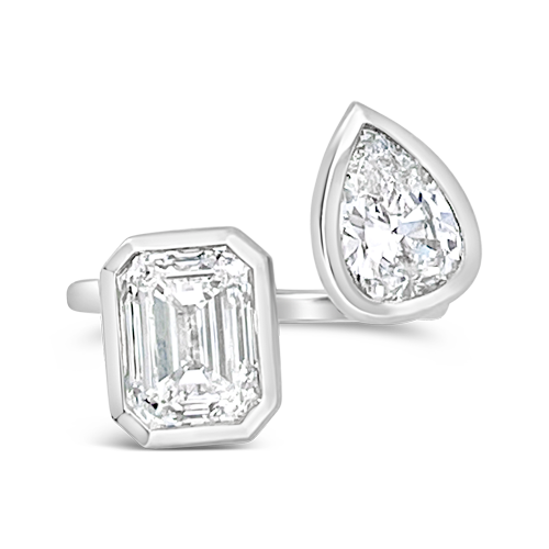 Emerald cut & Pear Shaped Diamond Ring