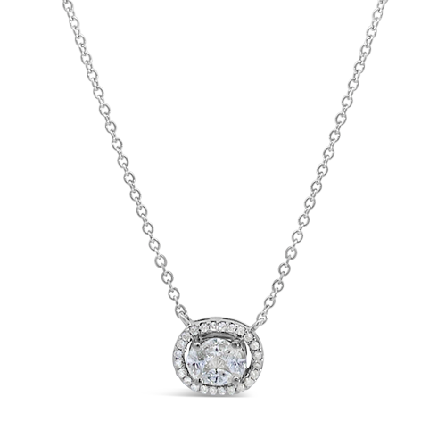 Oval Diamond Halo Pendant