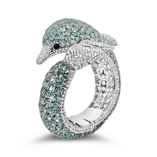 Aquamarine & Diamond Bangle Bracelet