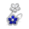 Sapphire & Diamond Flower Ring