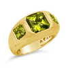 Triple Peridot & Yellow Gold Ring