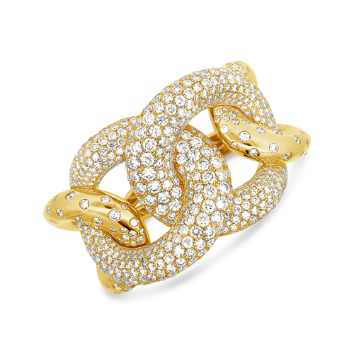 Diamond & Gold Chunky Bangle Bracelet