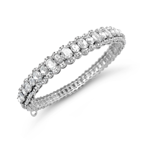 Rose Cut Oval Diamond Bangle Bracelet