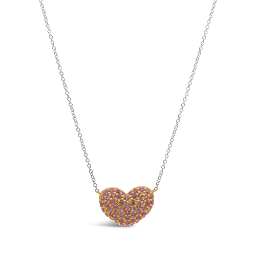 Pink Sapphire Puffed Heart Pendant