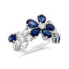 Sapphire & Diamond Flower Ring