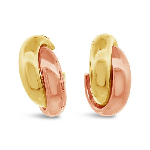 Rose & Yellow Gold Double Hoop Earrings