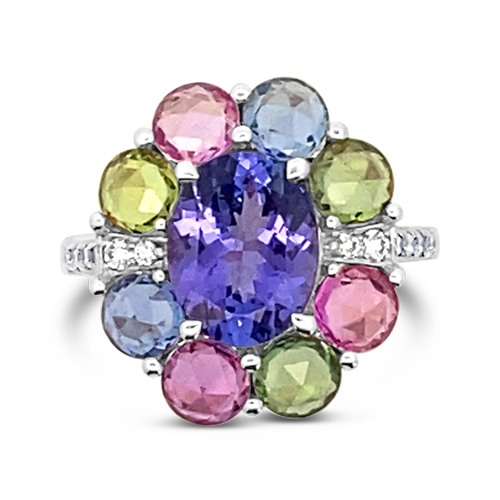 Tanzanite, Diamond & Multi-color Sapphire Ring