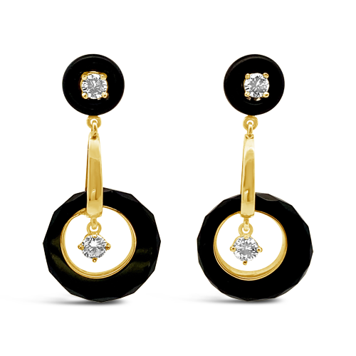 Onyx & Diamond Estate Earrings