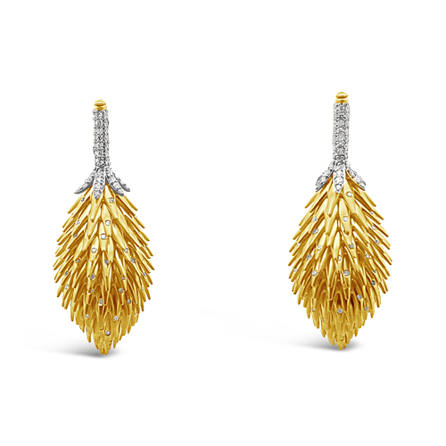 Gold & Diamond Pinecone Estate Earrings