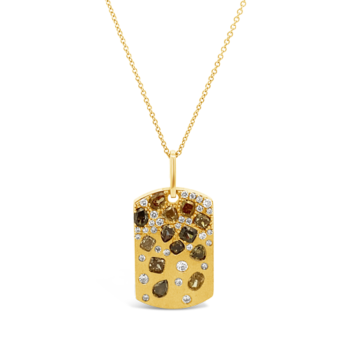 Fancy Color Diamond Dog Tag Pendant