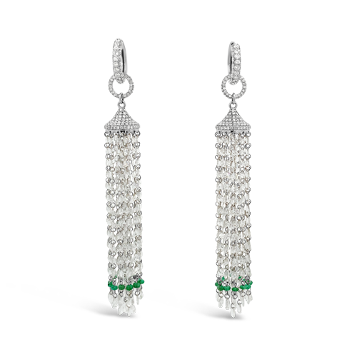 Emerald & Diamond Tassel Earrings
