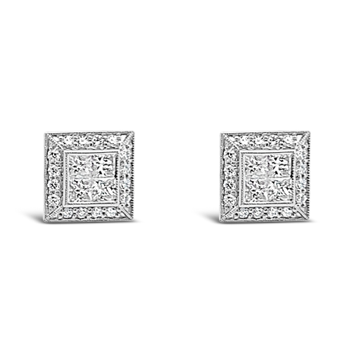 Multi-diamond Earrings in Square Setting