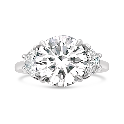 Round & Trapezoid Diamond Engagement Ring