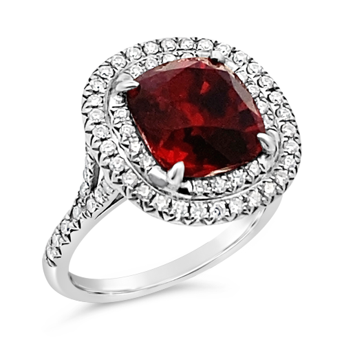 Red Spinel & Diamond Tiffany Ring