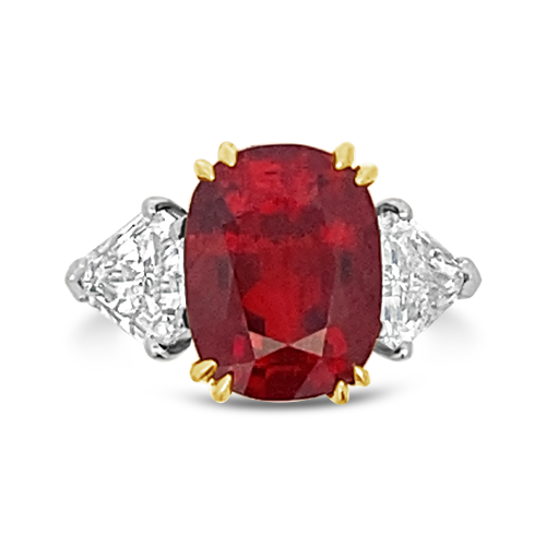 Red Spinel & Diamond Ring