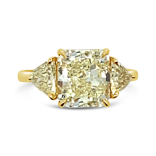 Three Stone Yellow Diamond Ring