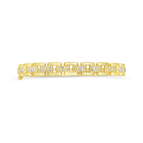 Gold & Diamond Link Bangle Bracelet