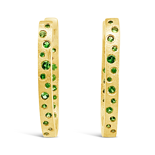 Oval Hoop Tsavorite Earrings