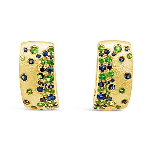 Tsavorite & Sapphire Earrings