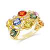 Three Row Rainbow Sapphire Ring