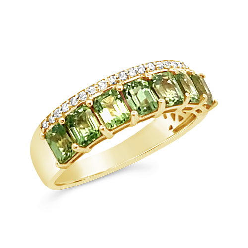 Green Sapphire & Diamond Ring