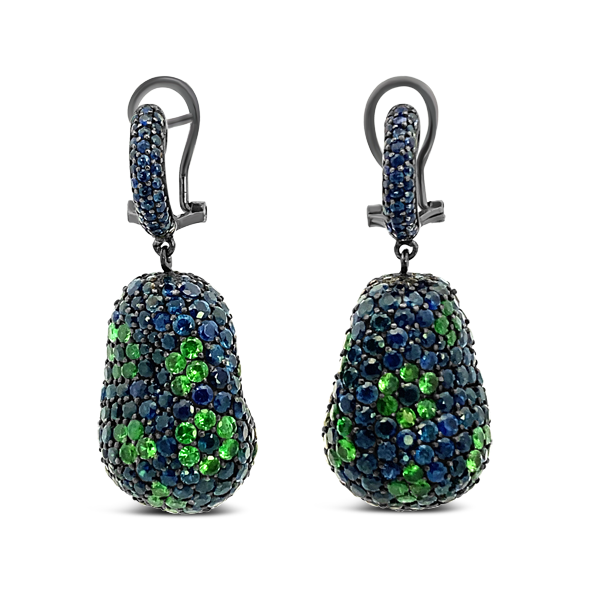 Sapphire & Tsavorite Drop Earrings