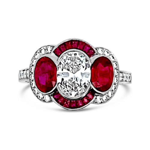 Oval Diamond & Ruby Ring