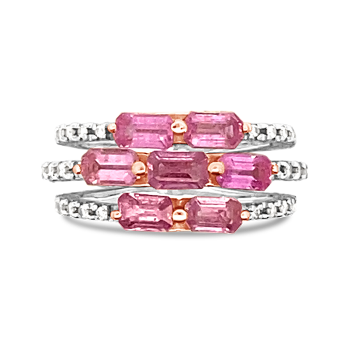 Pink Sapphire & Diamond Ring