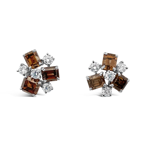 Brown & White Diamond Earrings