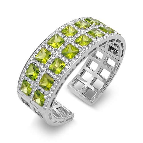 Peridot & Diamond Cuff Bracelet