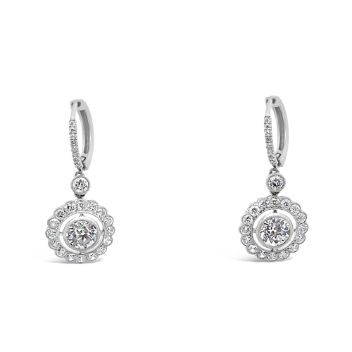 Round Diamond Dangle Earrings