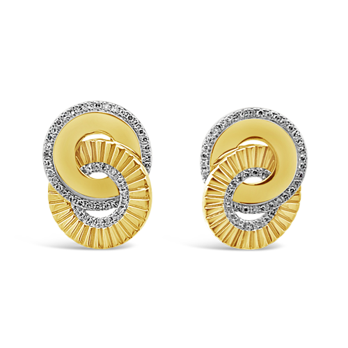 Yellow Gold & Diamond Interlocking Circles Earrings