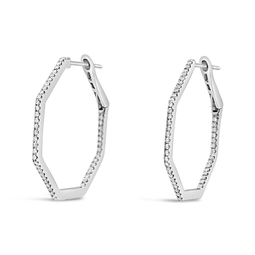 Diamond Octagon Hoop Earrings
