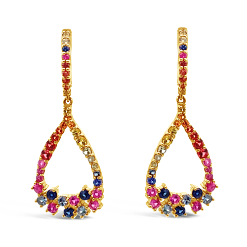 Rainbow Sapphire Dangle Earrings