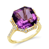Amethyst & Diamond Halo Ring