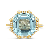 Octagonal Blue Topaz & Diamond Ring