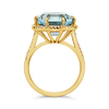Octagonal Blue Topaz & Diamond Ring