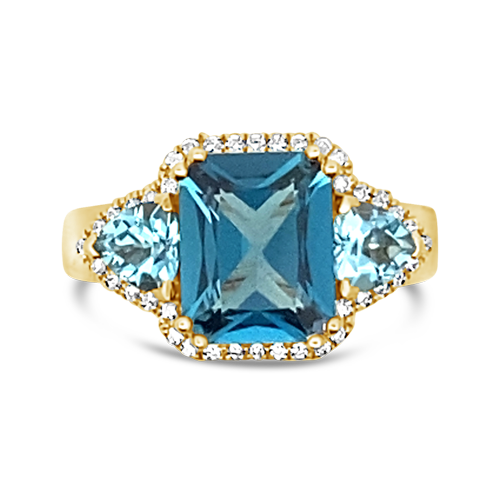 Blue Topaz & Diamond Ring