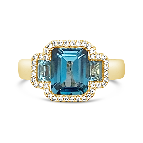 Blue Topaz & Diamond Ring