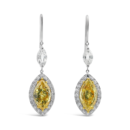 Yellow Diamond Dangle Earrings