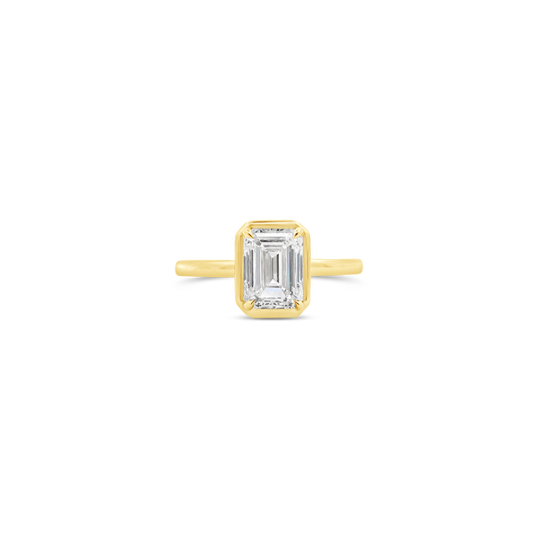Emerald Cut Bezel set Diamond Engagement Ring