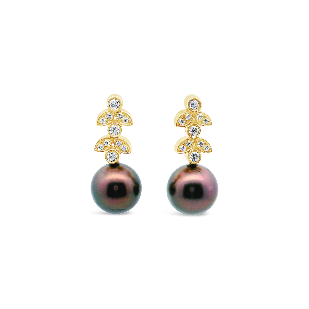 Tahitian Pearl & Diamond Earrings
