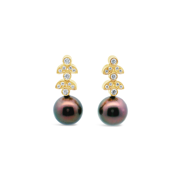 Tahitian Pearl & Diamond Earrings
