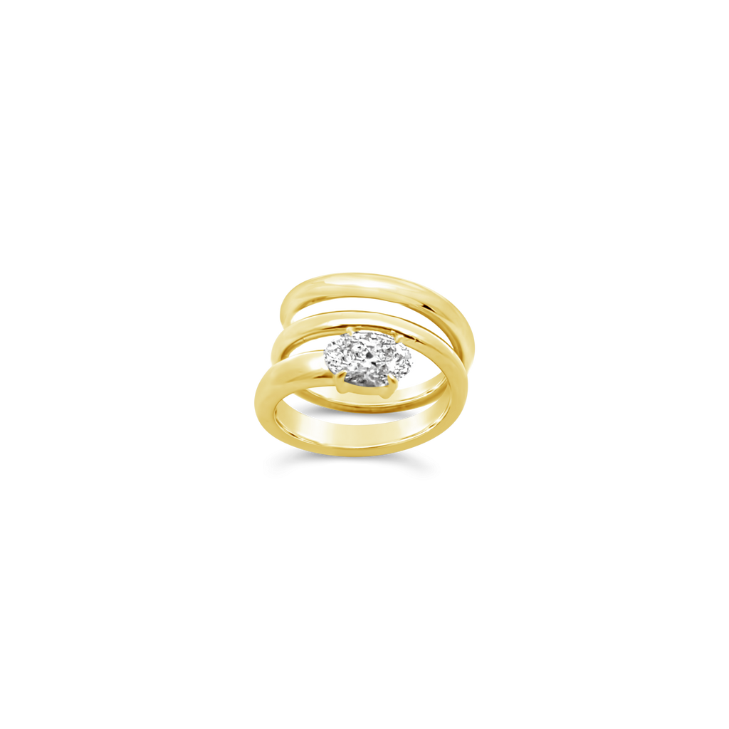 Oval Diamond Snake Coil Ring