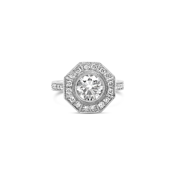 Octagon Design Diamond Engagement Ring