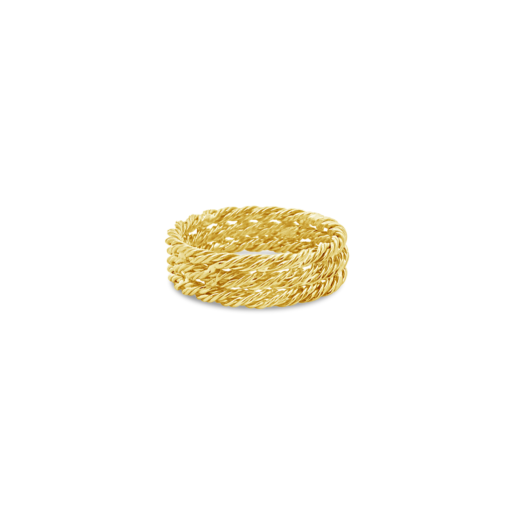 Triple Row Twisted Gold Ring