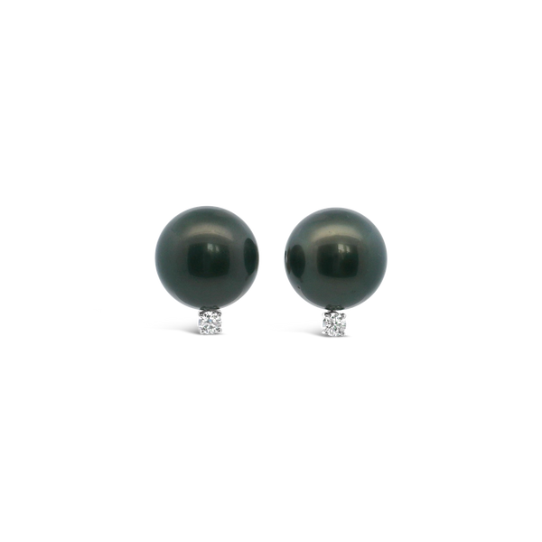 Tahitian Pearl & Diamond Earrings