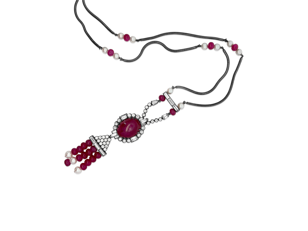 Ruby, Diamond & Pearl Necklace